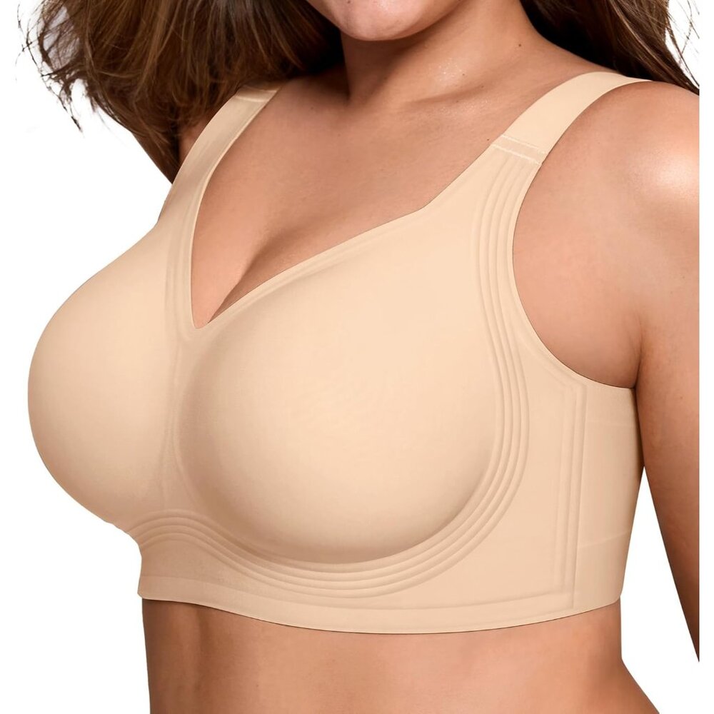 Wireless Full Coverage Support Bra Plus Size Seam… - image 1